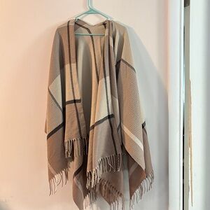 Plaid Fringe Shawl